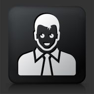 Black Square Button with Male Face Icon N40