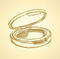 Sketch powder compact in vintage style N4