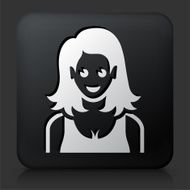 Black Square Button with Female Face Icon N28