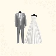wedding dress and gray men&#039;s suit