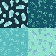 Four seamless pattern background or texture with crystal