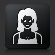 Black Square Button with Female Face Icon N29