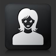 Black Square Button with Female Face Icon N30