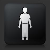 Black Square Button with Man Standing