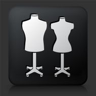 Black Square Button with Mannequin