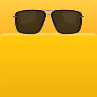 Abstract yellow background with realistic sunglasses