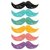 Hipster mustache flat icons set vector