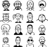 whiteboard drawing - doodle faces set N2