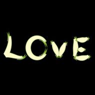 abstract love text on black background