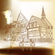 Imitation of vintage postcard in sepia color
