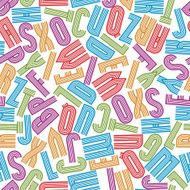 Geometric seamless pattern with letters vector background