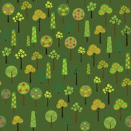 Apple orange pear trees in the garden Seamless vector pattern