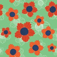 Contrast Fantastic flowers with spiral middle Seamless vector pattern