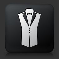 Black Square Button with Tuxedo Icon