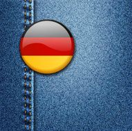Germany Bright Colorful Badge on Denim Fabric Texture Vector