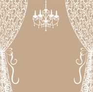 chandelier and curtains