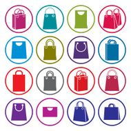 Shopping back icons isolated on white background vector set