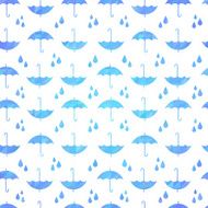 Cute autumn seamless pattern with a set of flat umbrellas