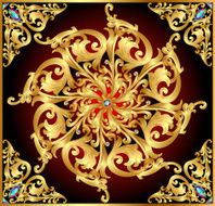 background with gold patterns and precious stones