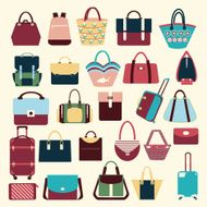 collection of Women and men handbags travel bag