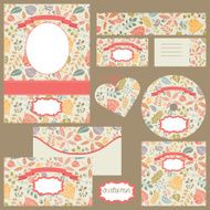 Corporate identity business set design Autumn pattern