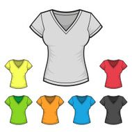 Women&#039;s V-neck T-shirt Design Template Color Set