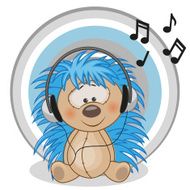 Hedgehog with headphones N2