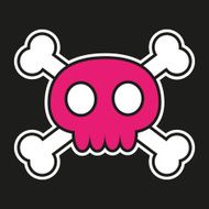 Pink skull with crossbones N3