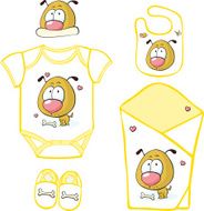 Cute Baby Layette with puppy and butterfly