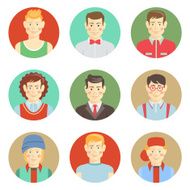 Set of boys avatar faces in flat style N2