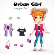 Urban teen girl in a pink jacket