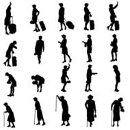 Vector silhouette of women N77