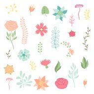 Set of various stylized flowers and elements