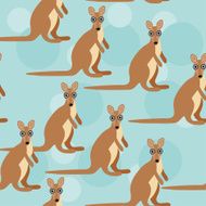 Seamless pattern with funny cute kangaroo animal on blue background