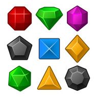 Set of Multicolored Gems for Match3 Games Vector N2