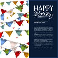 Vector birthday card with confetti and bunting flags N6