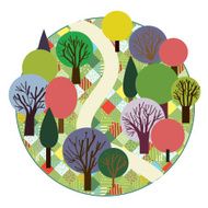 Garden or forest cute round card