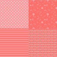 Set of romantic seamless patterns with hearts (tiling) Pink color N2