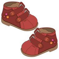 red baby shoes isolated on white background