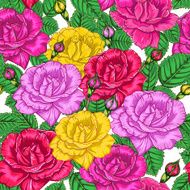 Seamless Floral Pattern with Roses N7