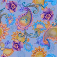abstract colorful seamless paisley pattern watercolor drawing