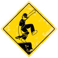 Skateboarding a barrier sign