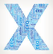 Letter X on Business and Finance Word Cloud