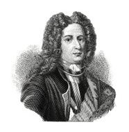 Man with a wig XVIII century (antique wood engraving)