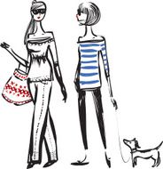 Sketchy girls for a walk in fashion