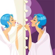 Fashion Make-up in front of a mirror
