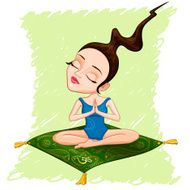 Young woman in a bathing suit meditating Vector character N2