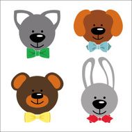 Funny faces animals with bow tie Baby collection N2