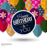 Vector birthday card with paper balloons and text N7