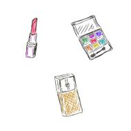 Sketch Makeup products cosmetics vector illustration N3